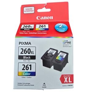 Canon PIXMA PG-260XL Black & CL-261 Color Ink Cartridges Value Pack 3706C008